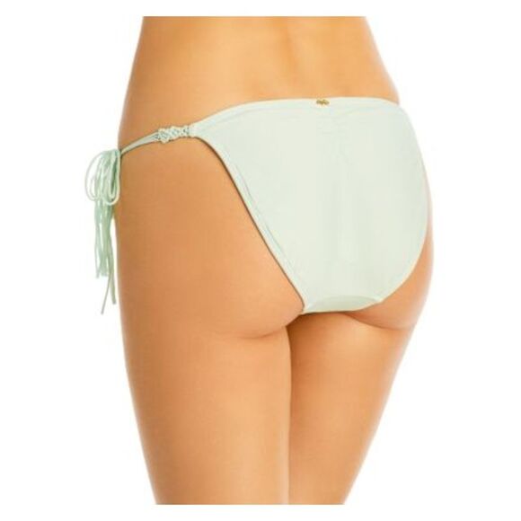 PQ Women's Green Macrame Side Tie Ruched Mia Bikini Swimwear Bottom L - Picture 2 of 2